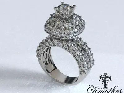 Timothes Diamond Ring 3D JewelryModel Printable 3D FR9 3D print model