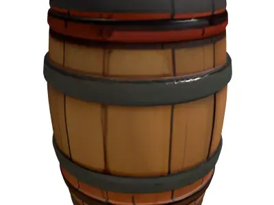 Rustic Wooden Storage Barrel Low-poly 3D model