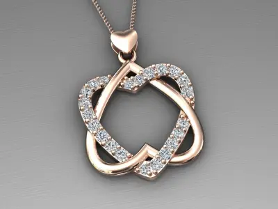 heart pendant love diamond 3D print model