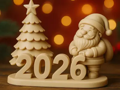 3D Printed Christmas Decoration 2026 Santa Claus Tree 3D print model