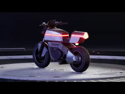 RETRO CYBERPUNK MOTORCYCLE GAMEREADY Low-poly 3D model