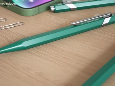 Ball Pen Rolex Caran dAche Silver Green 3D model