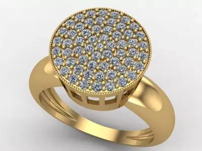 Round Diamond Cluster Ring 3D print model