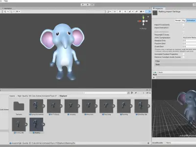 High-Quality 3D Cute Elephant - Animated for Games  Low-poly 3D model