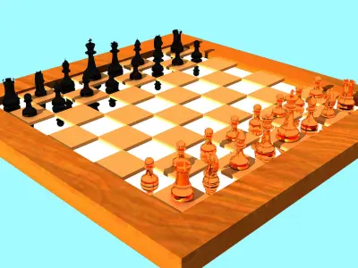 Chess Pieces and Board FBX OBJ 3D model