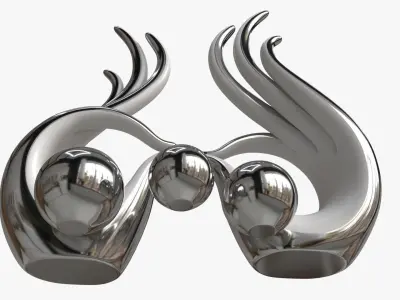 Abstract Hands Ceramic Figurine Set 3D model