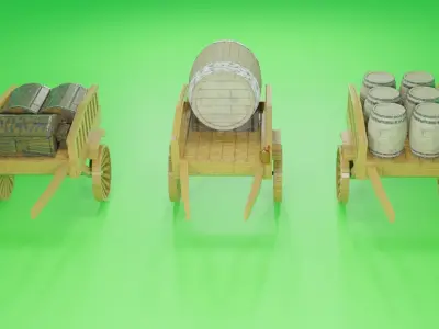 MultiModel GameModel An old car Chest Barrel 3D model