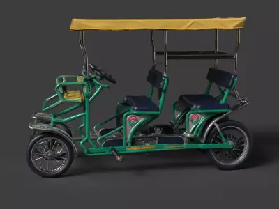 Chinese Surrey bike Low-poly 3D model