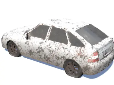 Broken Rusty Car Low-poly 3D model