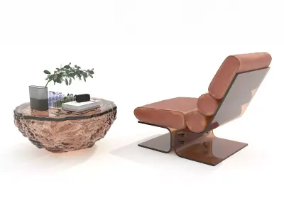 Modern Coffee Table and Armchair Set 72 3D model