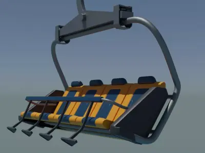 Armchair for ski lift for four seats 3D model