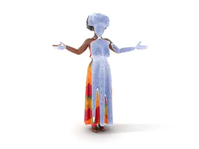 Floral Dress Character Rigged and Animated D Model Low-poly 3D model