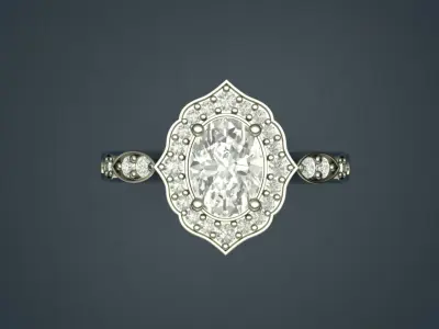Oval Wedding Diamond Ring 3D print model 3D print model