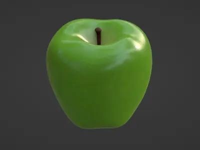 Realistic Green Apple  3D model