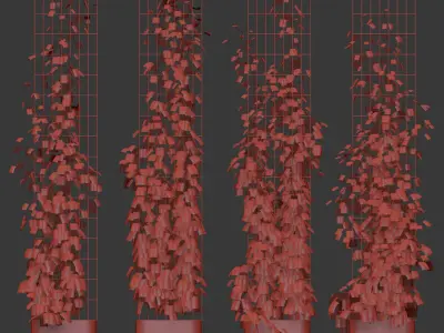 4 models of ivy on a wire rack in a planter 3D model