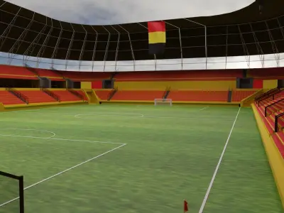 Belgium Football Stadium and Interiors Low-poly 3D model