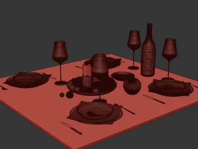 Christmas tableware set 3D model