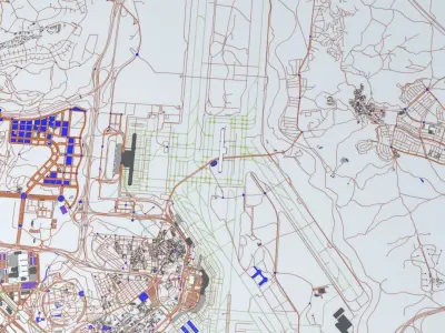 Madrid Barajas MAD Airport Roads Buildings and Public Transport 3D model
