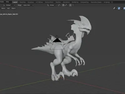 Base Mesh World war Dragon  Low-poly 3D model