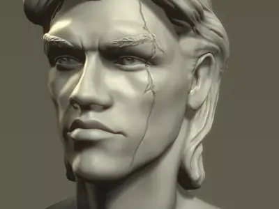 Head of brutal male with scar 3D print model