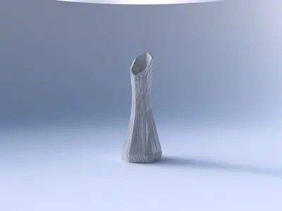 Vase squeezed and bent hexagon with random triangle plates 3D print model