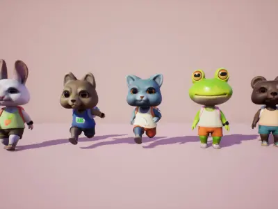 Animals mini Low-poly 3D model