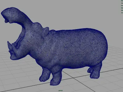 African Hippopotamus Low-poly 3D model