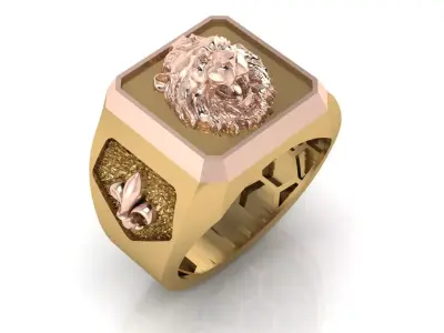 Luxury 5 piece lion men ring 3D print model