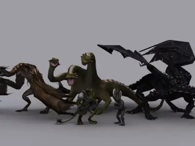 FANTASY LIZARDS PACK GAME READY ANIMATED MODELS Low-poly 3D model
