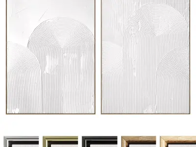 Plaster Two Photo Frame 524 Low-poly 3D model