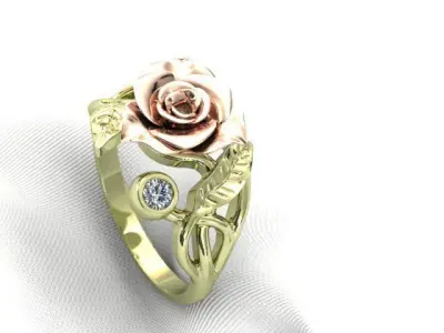 woman ring with rose WR 108 3D print model