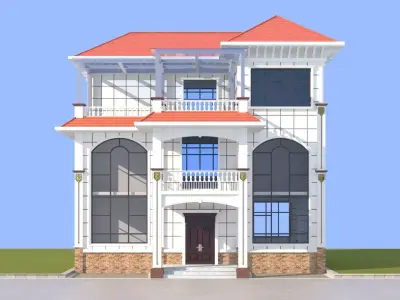 Aesthetic European - Style Villa 3D Model 3D model