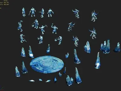 Stone Glacier Ancient Area - Magic Army Ice Sculpture 01 3D model