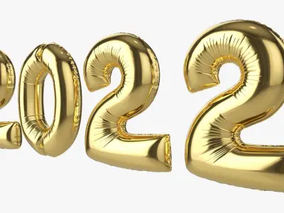 Foil balloon 2022 year numbers 3D model