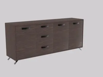Sideboard with drawers and metal legs Free 3D model