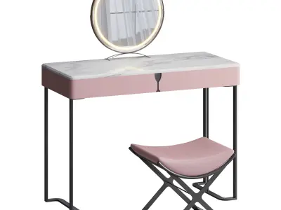  Ensemble de coiffeuse 39-37 bois massif minimaliste 3D model