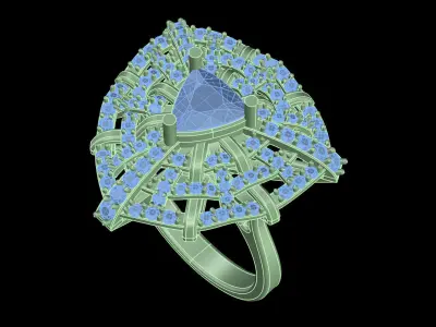 light weight  Yellow gold diamond rings-PR-484-DIA 3D print model