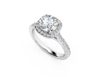 ZRP026 halo engagement ring in rose gold 3D print model