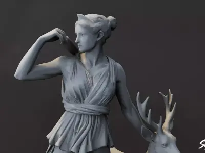 Artemis Statue Low-poly 3D model