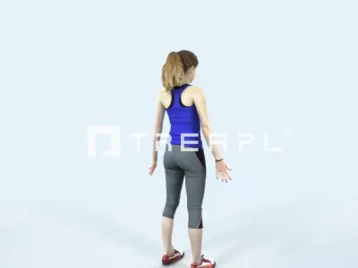 Essence 01A Animated Rigged Sports Teenage Girl Low-poly 3D model