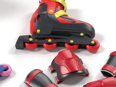 Roller Skate lowpoly Low-poly 3D model