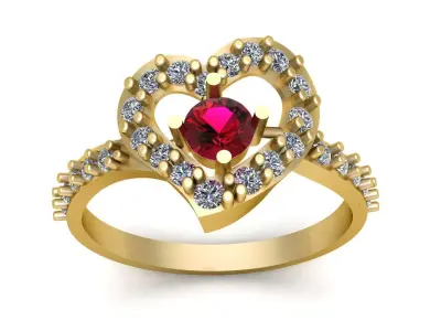 Proposal Heart Diamond Ring 3d Printable Model 3D print model