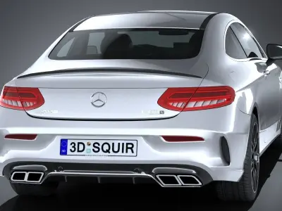 HQ LowPoly Mercedes C63 AMG Coupe 2017 Low-poly 3D model