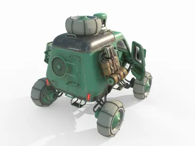 Future sci-fi retro planet exploration vehicle 3D model