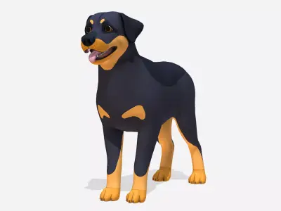 Cartoon Dog -Rottweiler Low-poly 3D model