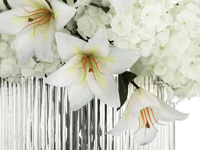 Bouquet Of Flowers Vase Hydrangea Lilies 511 3D model