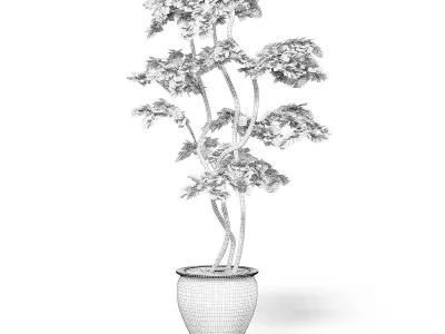 Tree in Metal Pot 3D Model 3D model