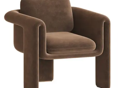 Floria Velvet Armchair 3D model