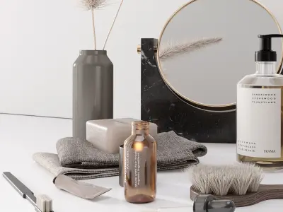 Bathroom set with pampas 3D model