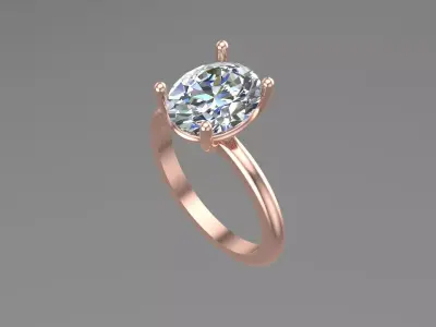 Oval Solitaire Ring Printable model 3dmodel  3D print model
